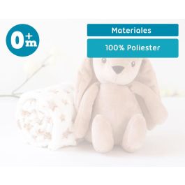 KioKids Conejo de Peluche Marrón con Mantita de Estrellas 25cm y Manta 100x100cm +0 Meses