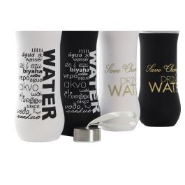 DKD Home Decor Botella Cristal Neopreno Negro Blanco 7x25x7cm 600ml (12 Unidades)