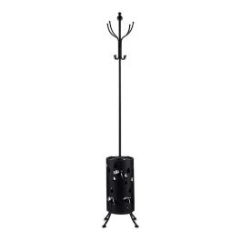 Giftdecor Perchero Paraguero de Metal Redondo Negro 44x185x44 cm