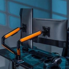 AISENS - SOPORTE DE MESA RGB GAMING CONTRAPESO GIRATORIO E INCLINABLE PARA MONITOR/TV 9KG (3 PIVOTES, 2 BRAZOS) DE 17-32, NEGRO-NARANJA