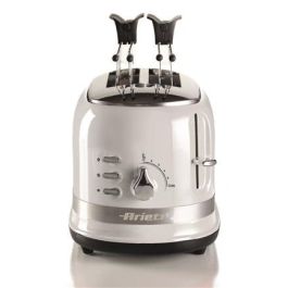 Ariete 149/01 Tostador Moderna 2 Ranuras Blanco con Pinzas, 6 Niveles de Dorado, Descongelado, Recalentado y Cancelación