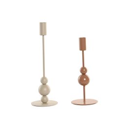 DKD Home Decor Candelabro Urban Metálico Crema Terracota | Pack de 2 Unidades | Ideal para Decoración del Hogar | 26.5 cm Alto