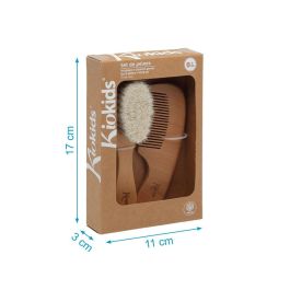KioKids Set de Peines Madera de Haya para Bebés Antialérgico Cerdas Extrasuaves Natural y Sostenible +0 Meses