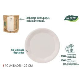 Set de 10 platos redondos de cartón blanco 22 cm Algon (24 Unidades) Precio: 17.5000001. SKU: B15V3CTBLS