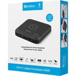 Sandberg Powerbank All-in-1 para Portátil 24000 mAh Carga Rápida y Universal con Cargador Inalámbrico Integrado