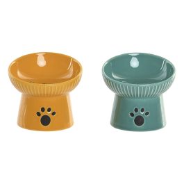 DKD Home Decor Bol de Gres Turquesa y Amarillo 12.5x12.5x11 cm (4 Unidades) Apto Lavavajillas - Comedero Básico Precio: 40.49999954. SKU: B1ACD397LA