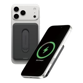 PanzerGlass Empower Bank w. Spin Stand - Banco de Potencia con Cargador Inalámbrico de 15W, 5000mAh, Color Negro Espacial