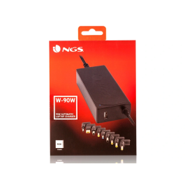 Ngs Adaptador de Corriente W-90 Automático 90W con 9 Adaptadores y Salida USB 2A