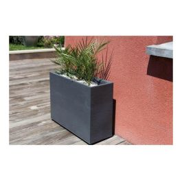 EDA PLASTIQUE Caja de flores Muret Loft Graphit 46 L - Anti-UV, Doble Pared, Retención de Agua, 78.5x29.5x60 cm Gris Antracita