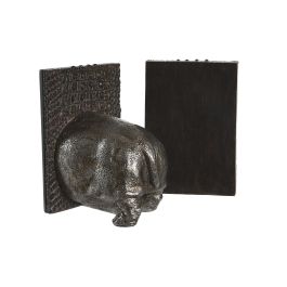 Sujetalibros Colonial DKD Home Decor Plateado Marron 11 x 17 x 15 cm Set de 2 Sujetalibros Colonial DKD Home Decor Plateado Marron 11 x 17 x 15 cm Set de 2