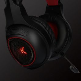 Auriculares con Micrófono Gaming KSIX Drakkar USB LED Negro Rojo