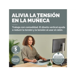 Fellowes Ratón Ergonómico Vertical Inalámbrico Bluetooth con Cable, Óptico 1600 DPI, Diestro, Negro, Hecho de Plástico Reciclado - Certificado FIRA