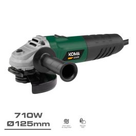 Koma Tools Am-710 Amoladora Angular Eléctrica Ø 125 mm 710 W 11000 RPM con Maletín, Mango Multiposición y Seguridad