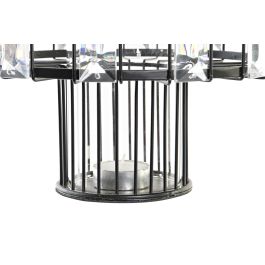 DKD Home Decor Portavelas Moderno Set de 2 Negro Transparente de Metal y Cristal 20x20x26 cm