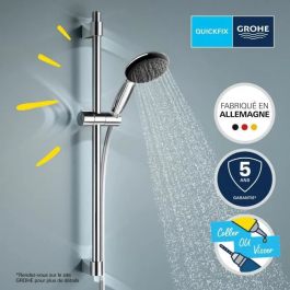Grohe 27948001 Set de Ducha Vitalio Start 110 con Rociador de 2 Chorros, Barra 60cm y Flexo 1.75m - Cromo