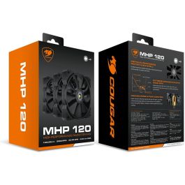 COUGAR Ventilador Gaming MHP 120, Ventilador de Carcasa, 120mm, Negro, 82,48 cfm, Pack de 3