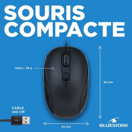 Bluestork Paquete Teclado y Mouse con Cable Óptico, Teclado Multimedia Plug and Play, Compatible con Windows
