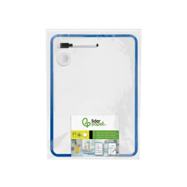 Liderpapel Pizarra Blanca Magnética Doble Cara Lisa 21x30 cm con Rotulador, Imán y Borrador