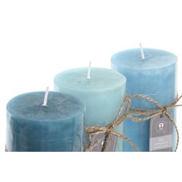DKD Home Decor Vela Basicos de Cera Turquesa Verde Azul, 450 gr para 80 Horas de duracion, 6.5x15x6.5 cm (Pack de 12 Unidades)