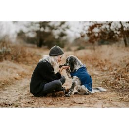 Hunter Abrigo para Perro Milford Azul 25 cm - Impermeable y Cortavientos, con Ajuste Ergonómico y Cremallera para Arnés/Collar