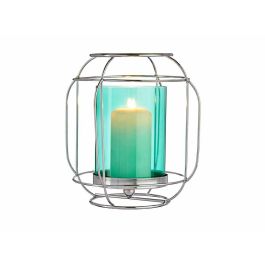 Farol de Cristal y Metal Azul Plata Giftdecor 19x20x19 cm (8 Unidades) Farol de Cristal y Metal Azul Plata Giftdecor 19x20x19 cm (8 Unidades)