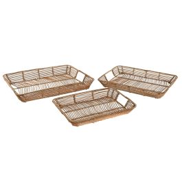 Bandeja Tropical DKD Home Decor Natural 32 x 6 x 44 cm Set de 3