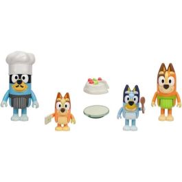 MOOSE 18916 Pack 4 Figuras Let'S Play Chef Bluey, Bingo, Bandt y Chill de la familia de Bluey para +3 años