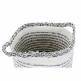 Cesta Boho DKD Home Decor Blanco Gris 30 x 30 x 30 cm Set de 2 (2 Unidades)