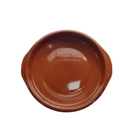 Fackelmann Profesional Cazuela Clásica de Barro con Asas Ø32 cm - Marrón - Ideal para Tapas y Comidas, Apta Gas, Retiene Calor