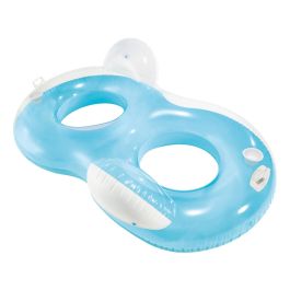 Intex 56800 Colchoneta Hinchable Doble Forma 8 para 2 Personas, 198x117 cm Azul Claro con Respaldos y Asas, 200 kg
