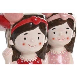 DKD Home Decor Macetero Rosa Rojo Cerámica 9 x 16 x 12 cm (2 Unidades)