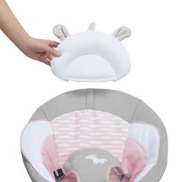 Ingenuity Transat Flora para Bebé | Tumbona con 8 Melodías, Suaves Vibraciones, Felpa Premium y Cojines de Apoyo