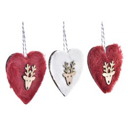 DKD Home Decor Decoración Colgante Navidad Alpina, Pack de 2 Sets de 3 Piezas, Poliéster Rojo Blanco Natural