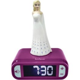 Lexibook Radio Despertador Frozen 2 Elsa: Luz Nocturna Iluminada, Sonidos y Alarmas Temáticas, Pantalla LCD