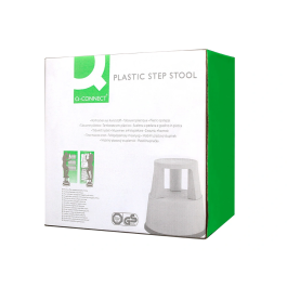 Q-connect Taburete Azul con Ruedas Retráctiles y Dos Niveles, ABS Resistente