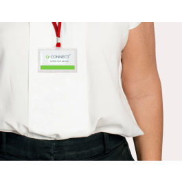 Q-connect KF03303 Identificador con cordon plano rojo y apertura lateral 94x60 mm