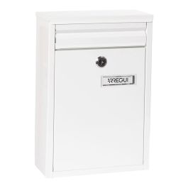 Arregui Buzón Exterior Individual Pequeño A5 Zaguan, Acero Galvanizado Blanco, Apertura Vertical Posterior, 22x8x32 cm