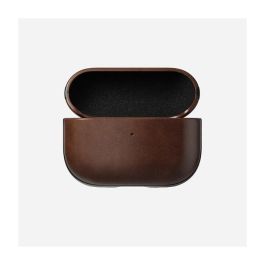 Nomad Modern Leather Case Funda de Cuero Marrón para Apple AirPods Pro 2, Material: Cuero, Microfibra y Policarbonato