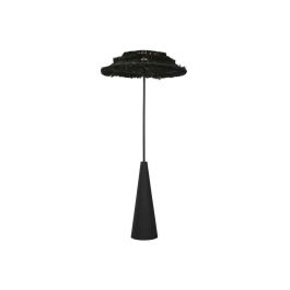 DKD Home Decor Lámpara de Pie Tropical Negra de Fibra y Metal 171 cm Alto, Base 80x80 cm - Compatible E27, 50W. Diseño Desmontable