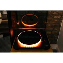 Lenco LS-50LED LS-50LEDBK Tocadiscos de Tracción por Correa Manual Negro con Altavoces y Preamplificador, 33/45/78 RPM