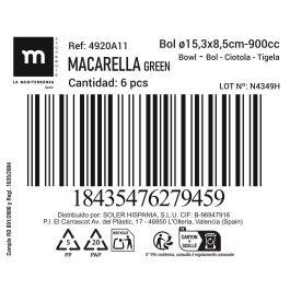 Bol Macarella Green 900 ml - Inde (24 Unidades) Bol Macarella Green 900 ml - Inde (24 Unidades)