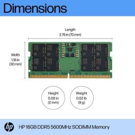 HP Memoria SODIMM 16GB DDR5 5600MHz para portátiles - Amplía tu productividad con velocidad ininterrumpida