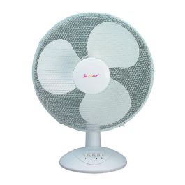 F-Air Ventilador de Sobremesa Blanco, 45W, Ø40 cm, 3 Velocidades, Oscilante, Rejilla de Seguridad, Fácil de Transportar.