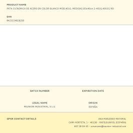 Rei Pata cilíndrica de acero blanco para muebles mod.401g 2-401g.400.01 Ø3x40cm