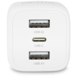DICOTA D32069 Cargador de pared GaN 32W con 3 puertos (2 USB-A, 1 USB-C) para portátil y smartphone, negro
