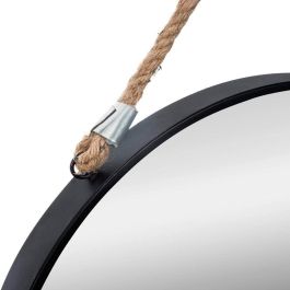 Atmosphera Espejo redondo con cuerda, negro, metal/tute/vídrio, Ø38cm
