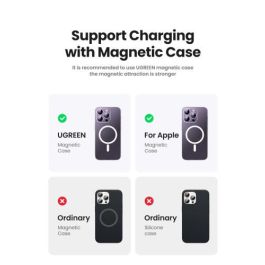 UGREEN 25208 Batería Externa 10000 mAh Cargador Inalámbrico Beige para iPhone 12-15 Series, Carga Rápida PD 20W