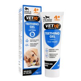 VetIQ Gel de Dentición para Cachorros 50 gr con Manzanilla, Menta y Clavo para Aliviar Encías Doloridas