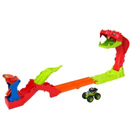 Hot Wheels Monster Trucks Mordedura De Serpiente JJN44 - Juguete de Coches a Escala 1:64 con Pista de Salto y Figura de Serpiente para Niños +4 Años