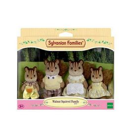 Sylvanian Families Familia de Ardillas Rojas 4 Personajes Articulados: Mamá, Papá, Hijo e Hija, Ropa Quita y Pon, A Partir de 3 Años